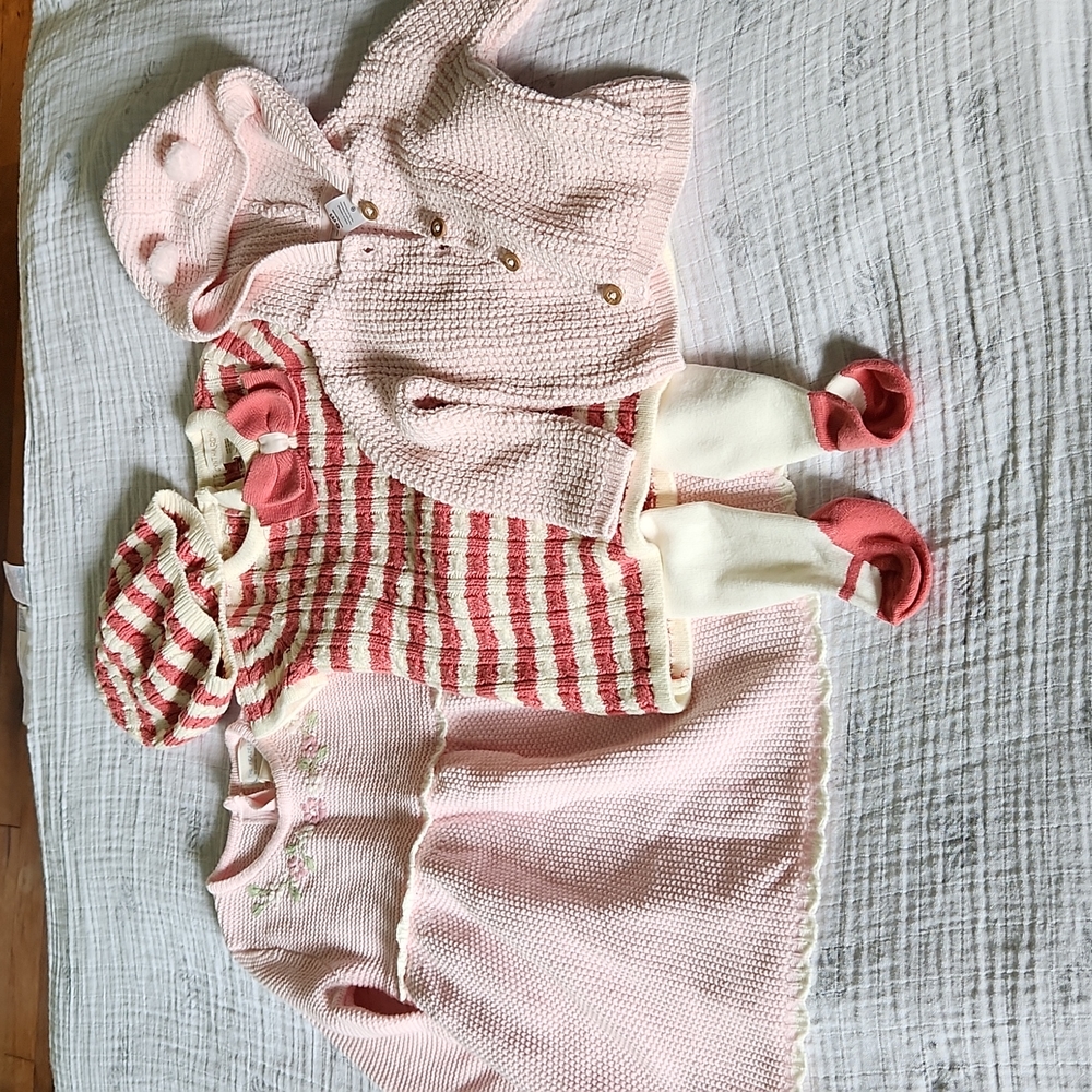 Girl's pink sweater dress bundle 6-9m - Picture 5 of 5